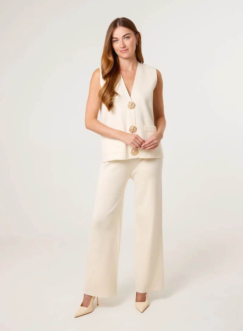بلو فانيلا Two -Piece Set With Gold Button Details